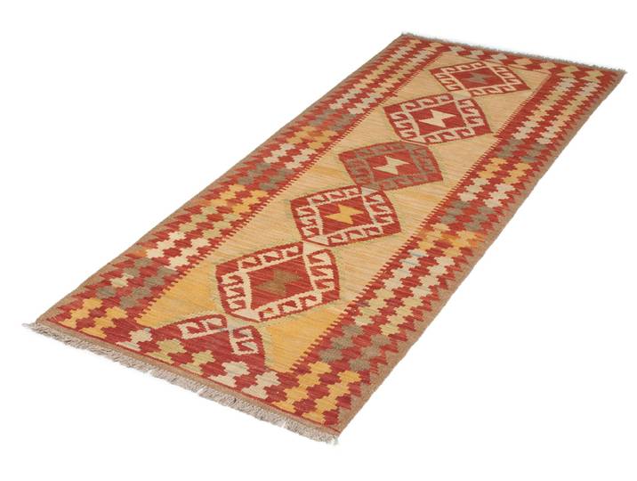 Kelim Afghan Teppich 79x197 Handgewebt Orientteppich Läufer Wolle