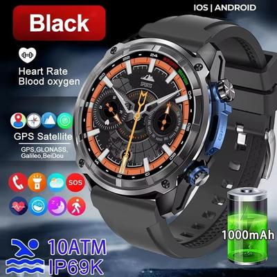 Inspired Finds Ultra Rugged GPS Smartwatch With Offline Maps 10ATM Waterproof 1000mAh Battery black