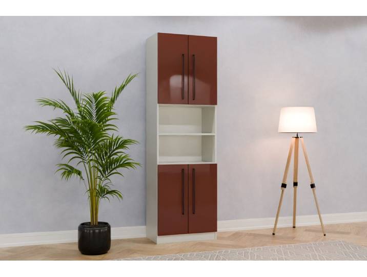 Badezimmer Hochschrank nach Maß - RAL 8012 Rotbraun - 210x65x40cm - Individuell konfigurieren