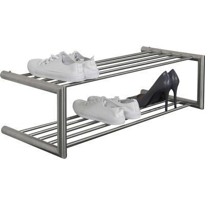 Schuhregal SPINDER DESIGN, grau (edelstahl), B:80cm H:23cm T:33,5cm, Metall, Regale, Schuhregal, Edelmetall, Edelstahl