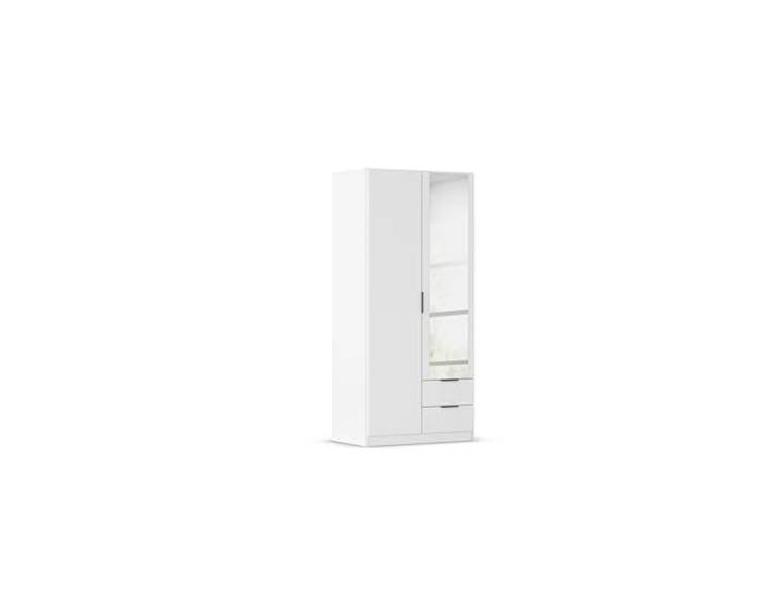 Rauch Möbel LAGOA, Kleiderschrank, Farbe Weiß, Breite 91 cm Schrank, 2-türig, Spiegel, 2 Schubladen, Zubehör Premium, für Schlafzimmer, Kinderzimmer, Babyzimmer, Garderobe