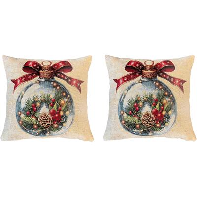 Dekokissen HOME WOHNIDEEN "CHRISTMAS BALL", bunt, B:45cm L:45cm, Baumwolle, Polyester, Dekokissen_Sitzkissen_Kissenhüllen, ohne Füllung, Gobelin, SET