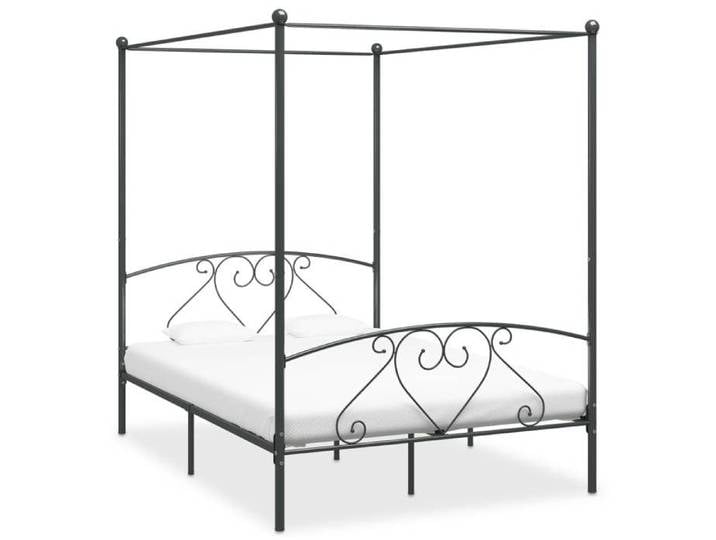 Gris Cadre de lit à baldaquin sans matelas gris métal 160x200 cm - Lit chambre H12579