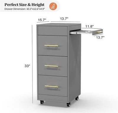 karlinc Salon Trolley Cart with Wheels, Wooden Hair Storage Cabinet - N/A