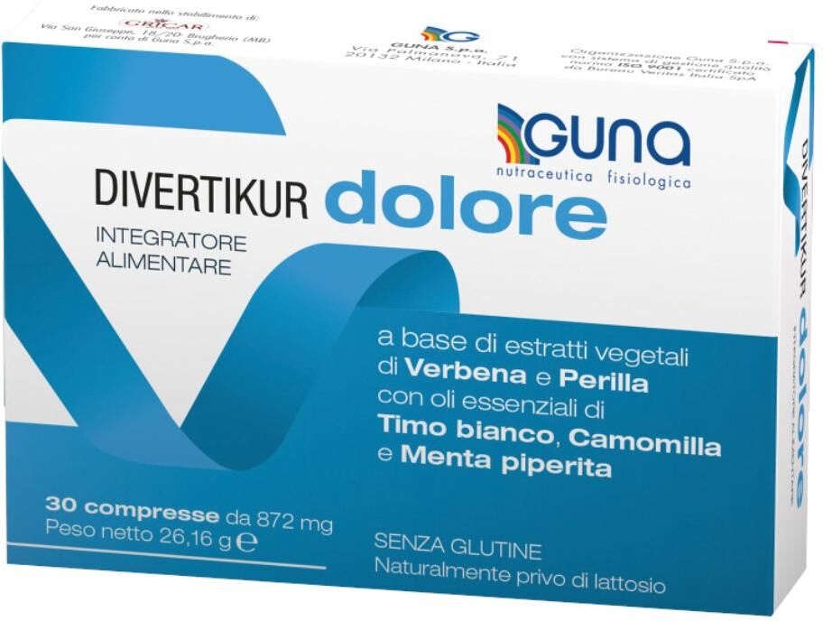 GUNA SpA Guna Divertikur Dolore 30 Compresse - Integratore Alimentare per il Benessere Intestinale