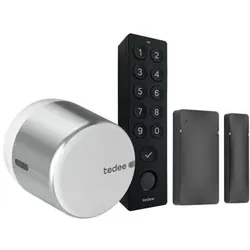 Tedee, Zutrittskontrolle, Set GO 2 Alu Keypad + Türsensor (Elektronische Zahlenkombination, Fingerabdruck, Smartphone)