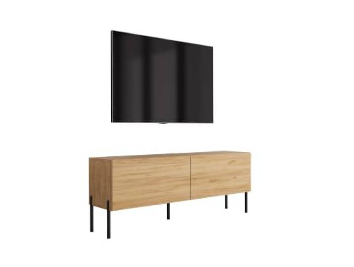 TV-Schrank Füße gerade schwarz, Eiche Craft, 140 x 32 x 52 cm