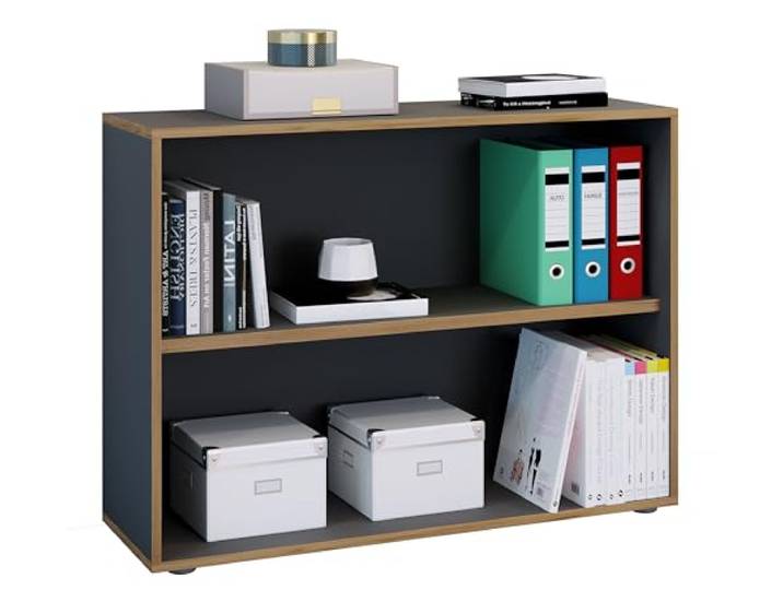 VCM Büroregal Anthrazit 100x33x74 cm 2 Fächer Standregal Bücherregal