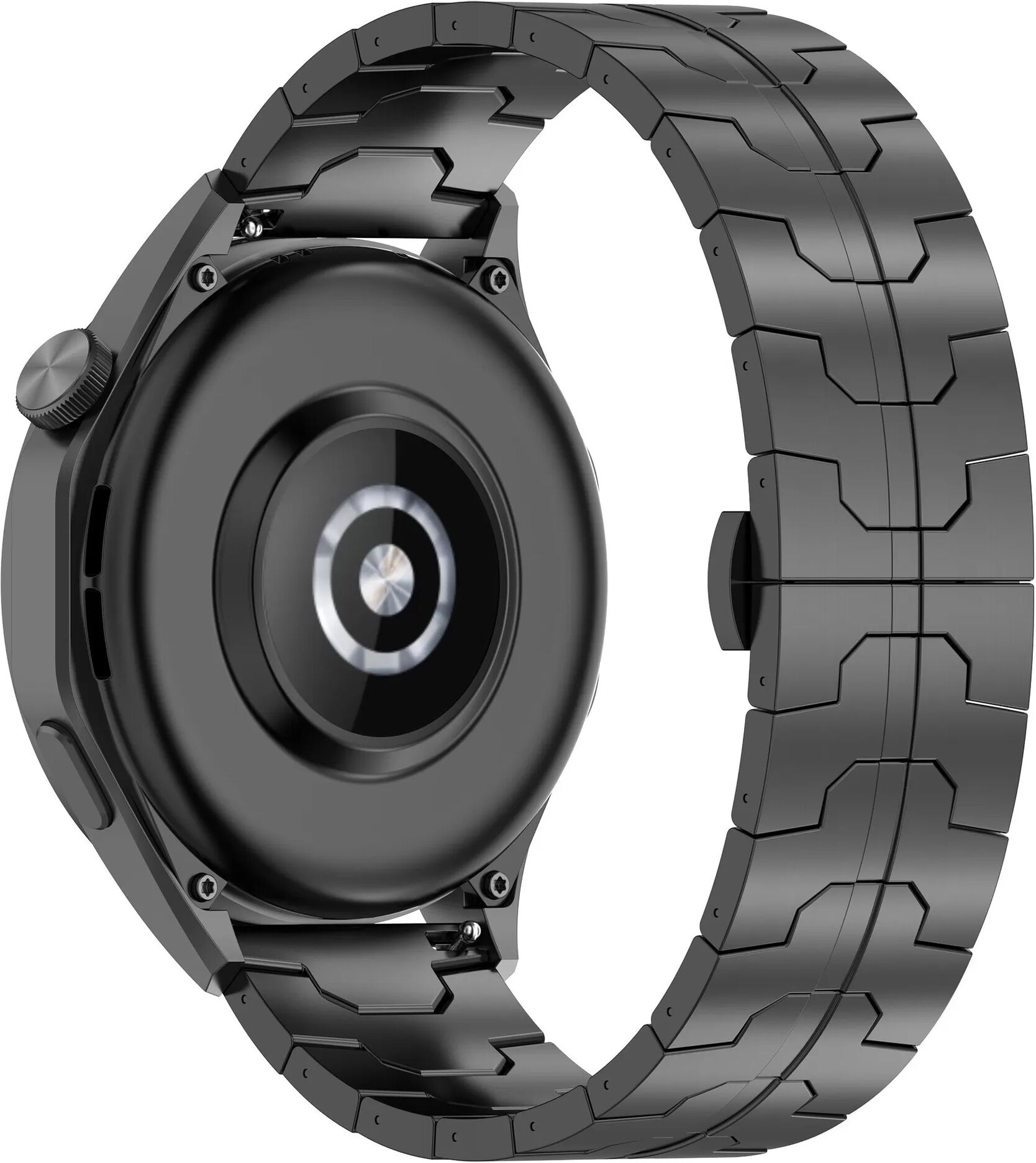 INF Titan-Uhrenarmband für 22-mm-Smartwatch Sicherheitsverschluss Schwarz Schmetterlingsverschluss