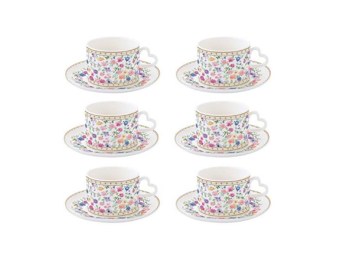 EasyLife Tasse Mon Amour, Porzellan, Spülmaschinengeeignet, Mehrfarbig, Herzen & Blumen, H: cm