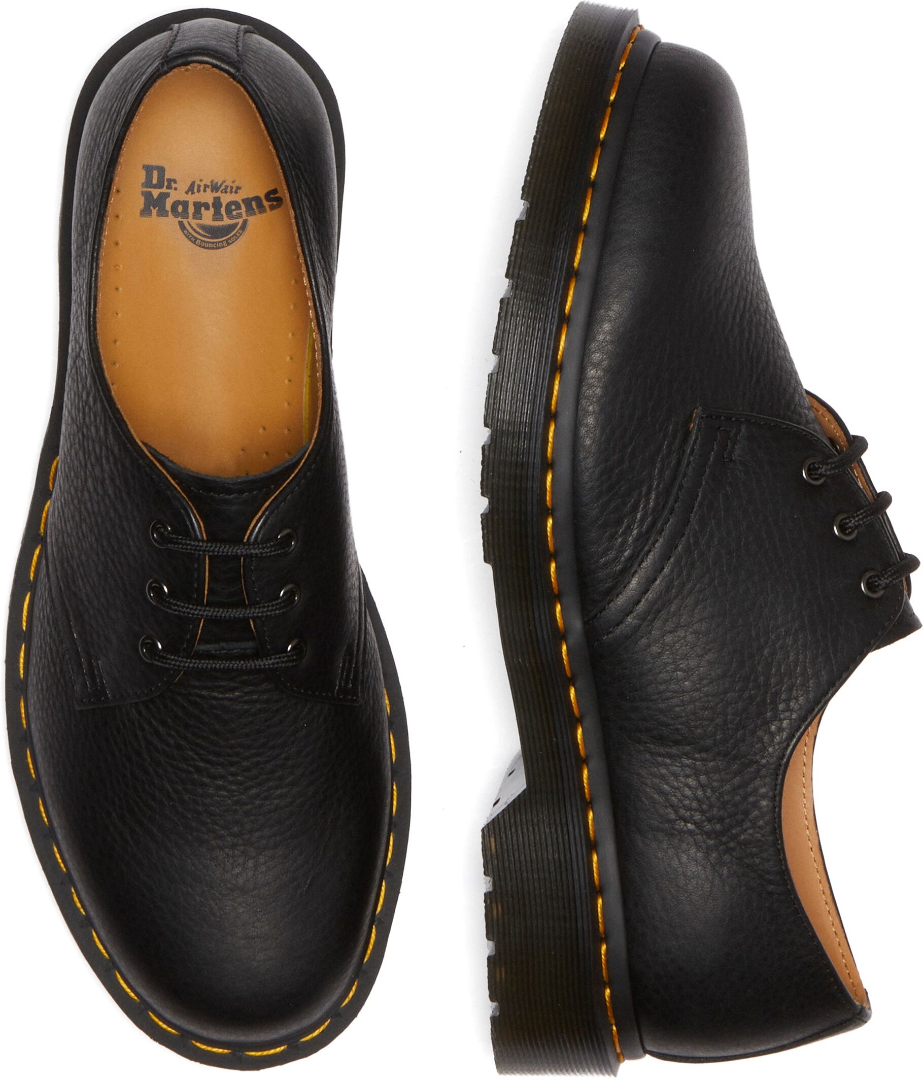 Schnürboots DR. MARTENS "1461", Damen, Gr. 41, schwarz, Leder, Schuhe Schnürboots, Blockabsatz, Halbschuh mit typischer Kontrastrahmennaht