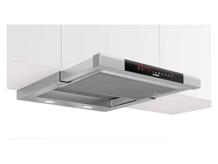 Bosch DFS067K51 Serie 8 Flachschirmhaube, 60 cm breit, Um- & Abluft, Made in Germany, EcoSilence Drive leiser und effizienter Motor, LED-Beleuchtung gleichmäßige Ausleuchtung