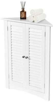 Costway Adjustable Corner Storage Cabinet with Shutter Doors-White
