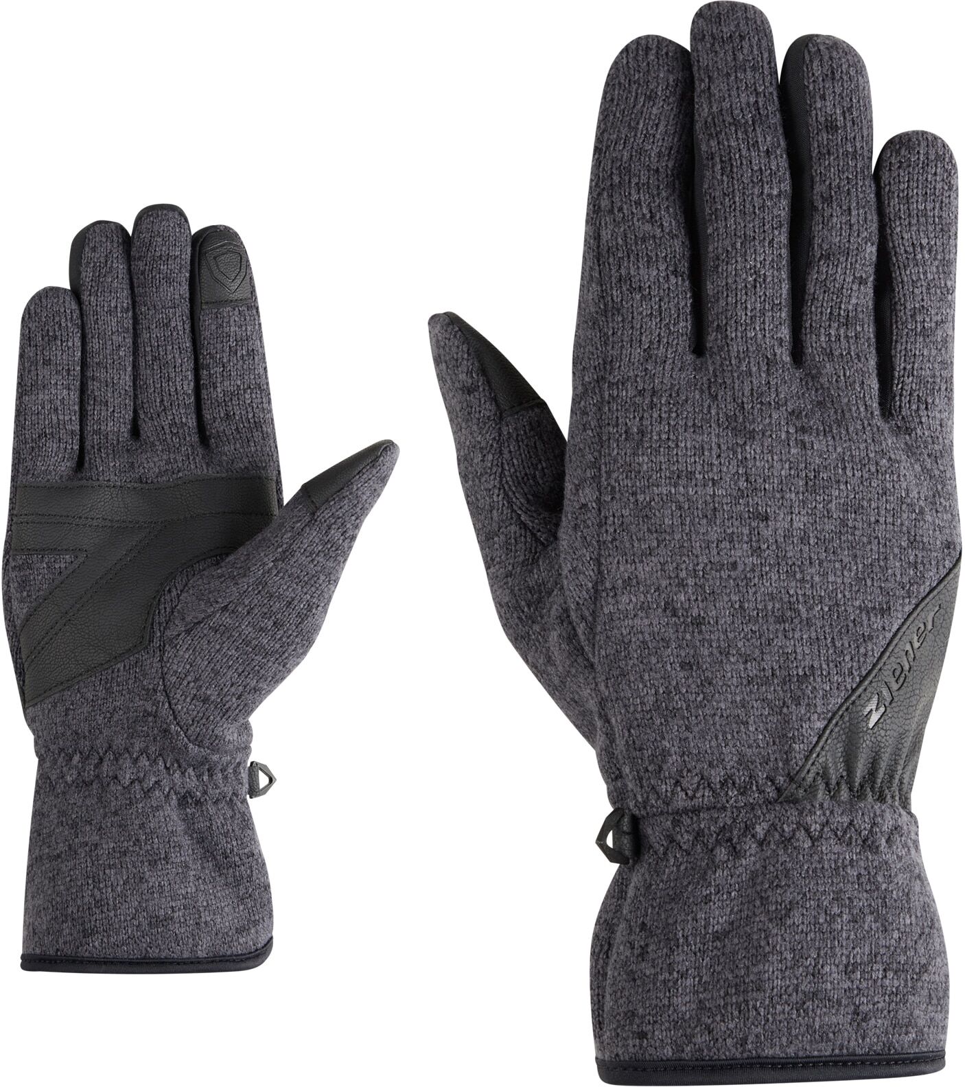 Multisporthandschuhe ZIENER "IWO-Z AS TOUCH unisex", Damen, Gr. 7.5, schwarz (schwarz mélange), Polyester, Handschuhe Multisporthandschuhe