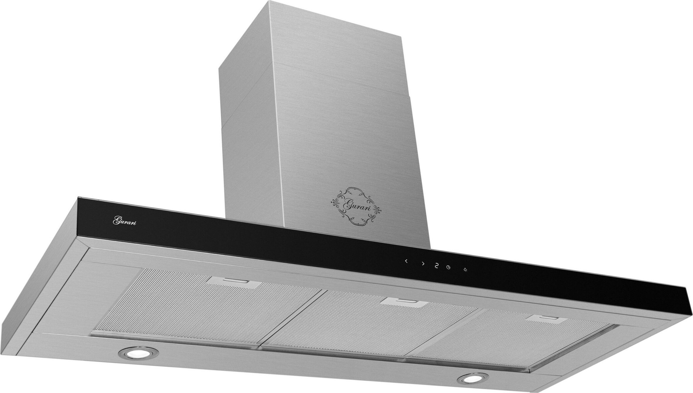 GURARI Wandhaube Gurari GCH 972 BL 120 Quatro+Umluft, Dunstabzugshaube 120 cm, Edelstahl Glas, 850 m³/h,Dimmbare LED
