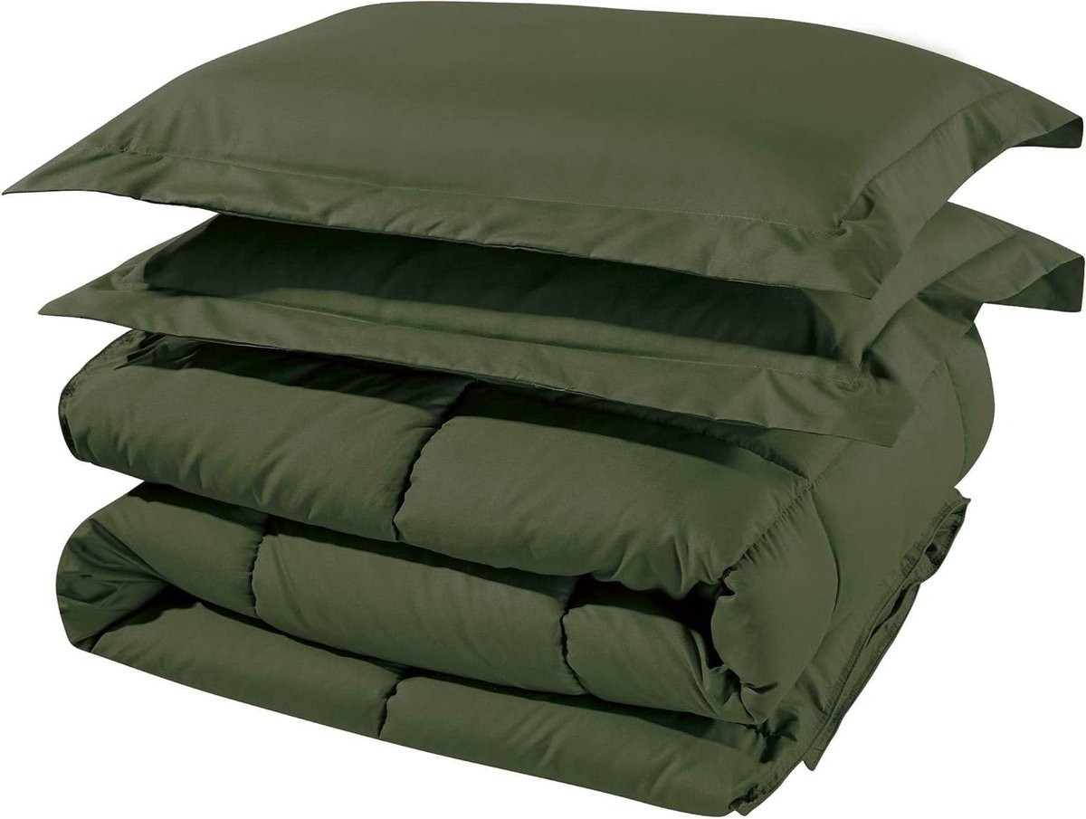 Dekbedset met kussenslopen in Cypress groen, Queen size, Microvezel