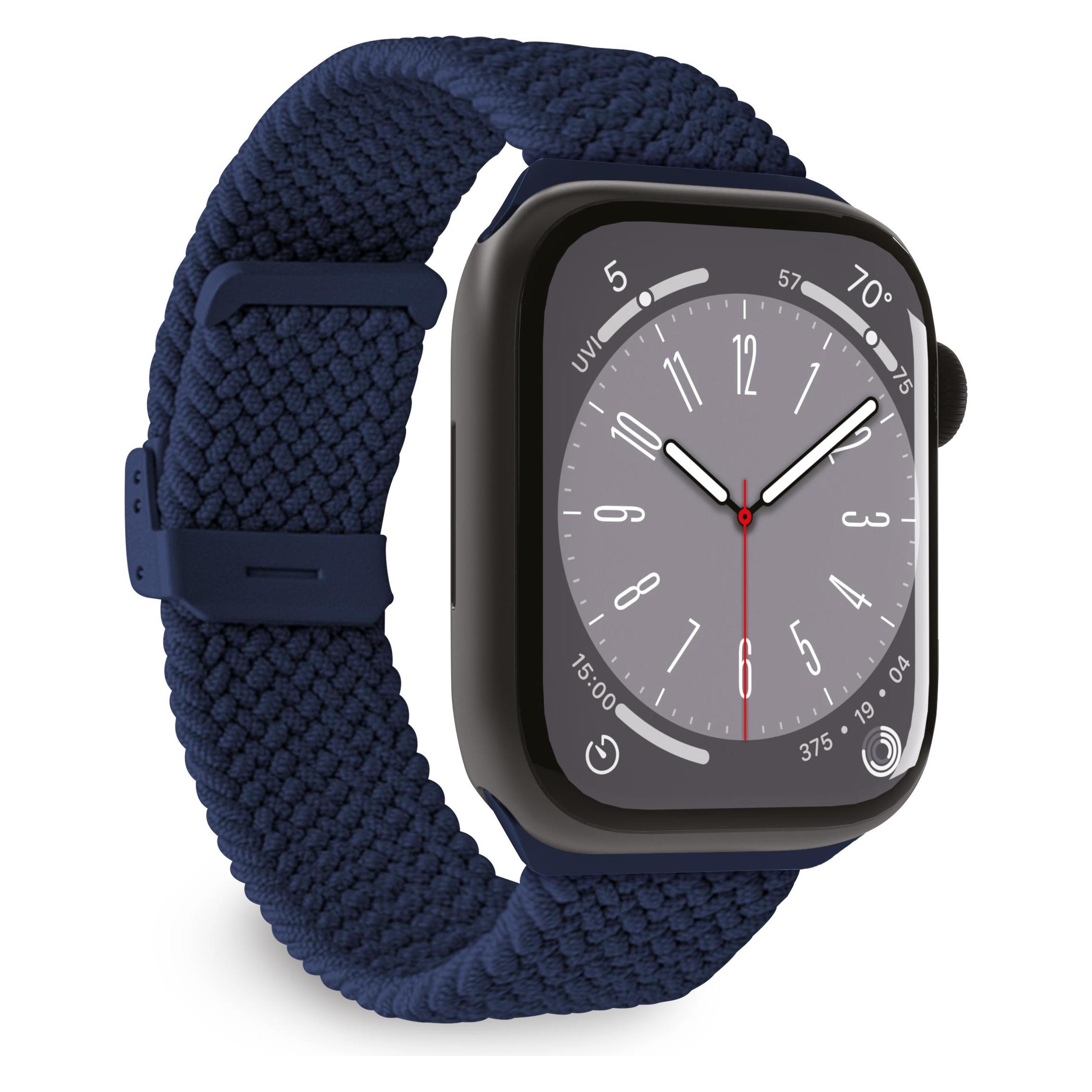 Puro Loop Band - Pleciony pasek do Apple Watch 42/44/45/49 mm (granatowy) (Geflochtener Stoff, Gewebe, Stoff, Stretch-Nylon, Textil) (PUAW44LOOPDKBLUE)
