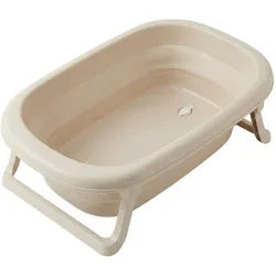 Faltbare Babybadewanne mit Ablaufstopfen - Beige