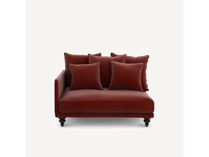 AM.PM Demi canapé velours, Lazare Droit Rouge Grenat