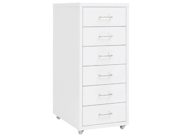 Armoire de bureau - AKOZON - Blanc - 6 tiroirs - Métal