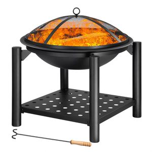 Gardebruk Feuerschale 101100, aus Stahl, Ø 55 cm, mit Funkenschutz und Schürhaken