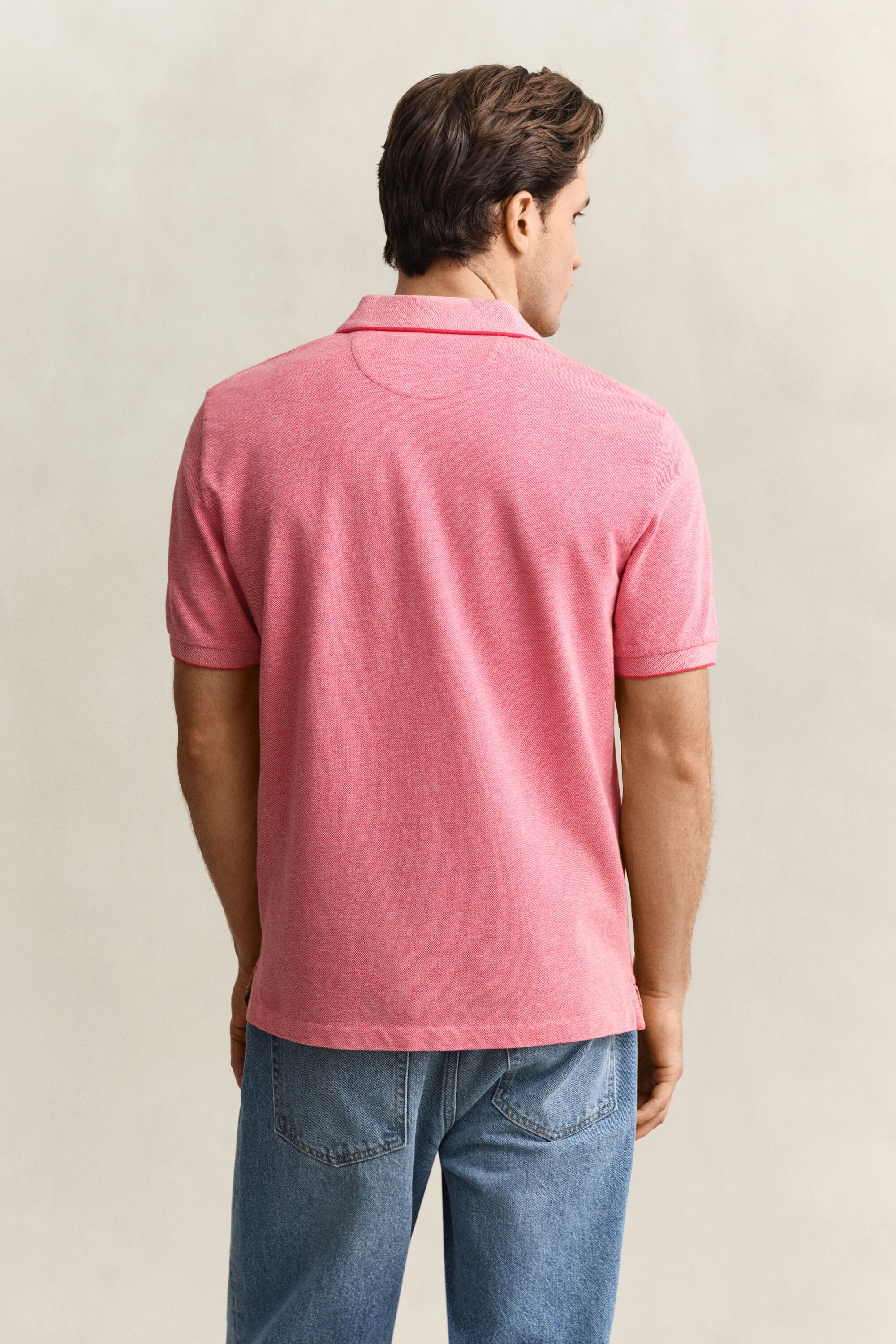Poloshirt GANT "2 TONE", Herren, Gr. S, pink (rose rot), Jersey, Obermaterial: 100% Baumwolle, unifarben, regular fit normal, Rundhals, eingesetzt gerader Abschluss, Shirts Poloshirt, Regular fit mit Polokragen rose rot S