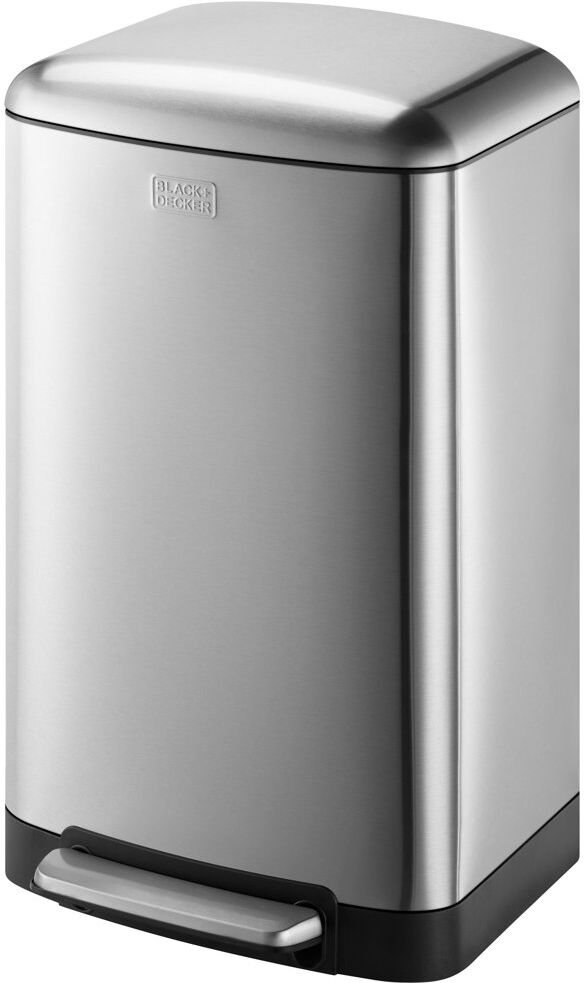 Black and Decker Steel Step On Kitchen Rubbish Bin Silver 30L
