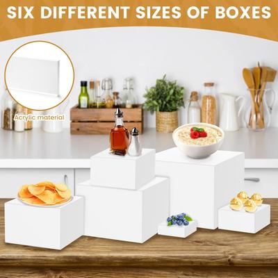 Inspired Living 6 Piece Acrylic Buffet Risers Set Stackable Dessert Table Display Stands (6 Nesting Sizes) 6 Piece Acrylic Buffet Risers Set Stackable Dessert Table Display Stands (6 Nesting Sizes)
