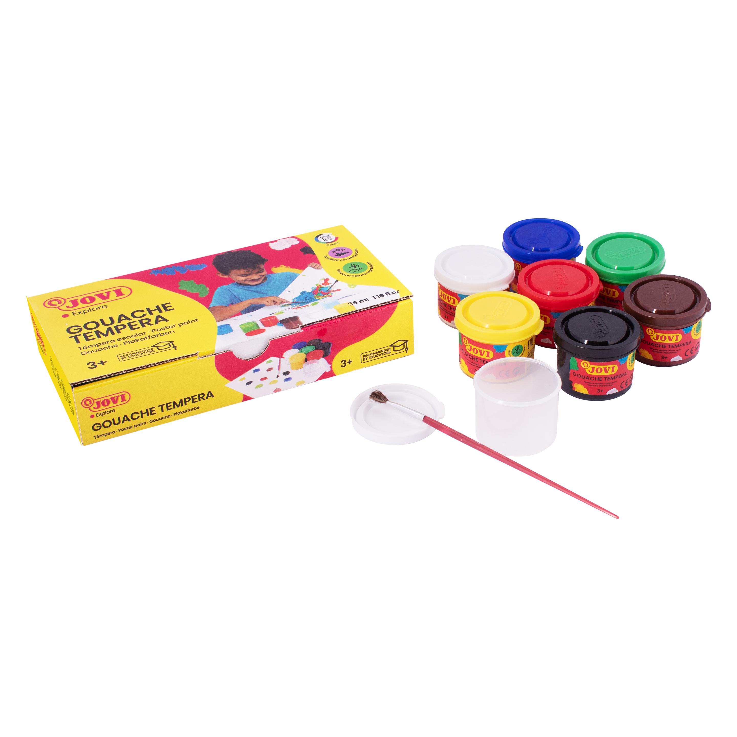 Jovi Plakatfarbe Tempera Schuleset VE=7 Farben a 35ml + Pinsel (35 ml) (42830600)