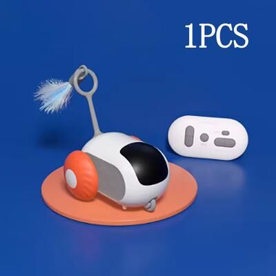 PetsAreLife Electric Cat Toy Remote, Interactive Intelligent Sports Car For Cats Indoor, Self Entertainment Toy, Automatic Play Car orange 1pcs