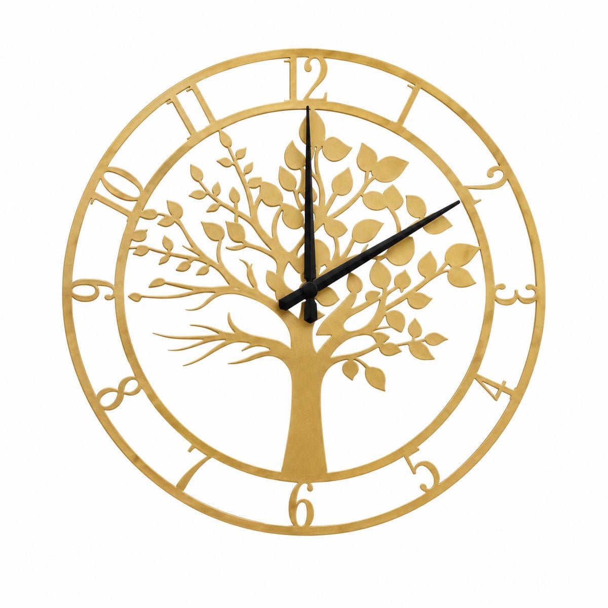 Metalen Wandklok Levensboom – 3D Wanddecoratie – Goud – Diameter: 50 cm