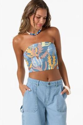 O'Neill s Adeline Geo Tube Top in Captain's Blue, Size Large, Elastane