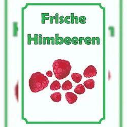 HB-Druck Frische Himbeeren Schild Hochkant A1 (594x841mm)