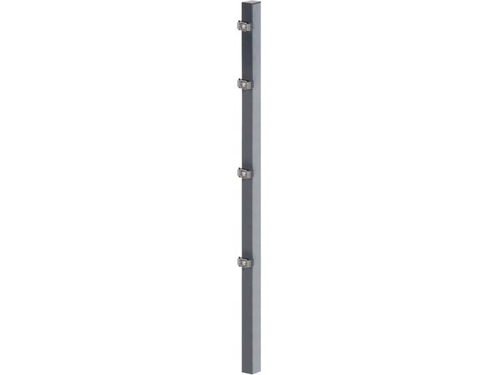 Zaunpfosten ALBERTS, grau (anthrazit), B:6cm H:225cm T:4cm, Stahl, Zaunpfosten, Zaunpfosten, 60x40 mm für Doppelstabmattenzaun, 225 cm, mit Klemmlaschenbefestigung