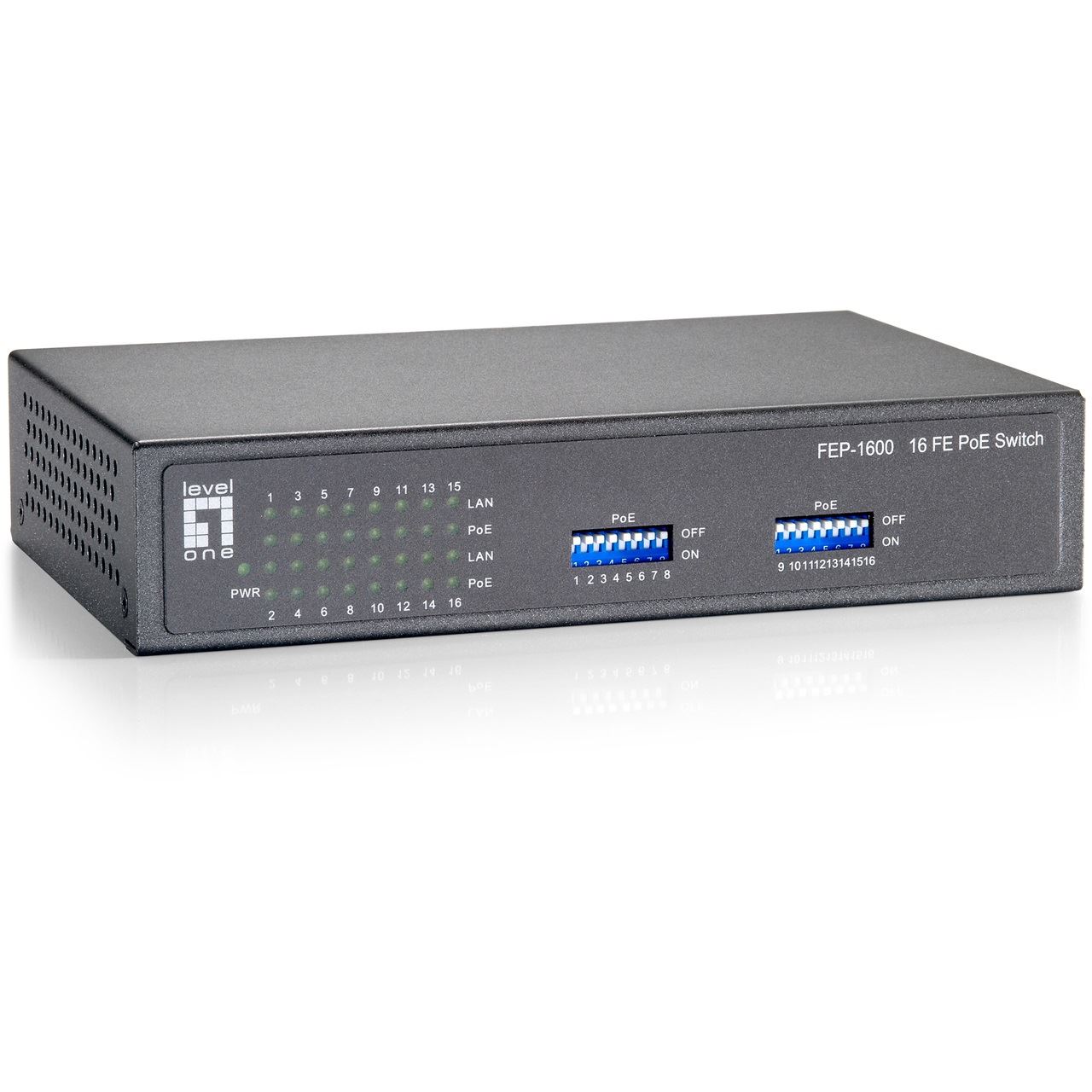 LevelOne Switch 16x FE PoE 90 W