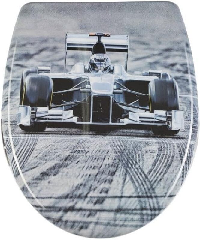WC-Sitz DIAQUA "Racing Duroplast", grau (grau, schwarz), B:37,5cm L:46cm, Duroplast, WC-Sitze, WC-Sitz grau, schwarz Einheitsgröße