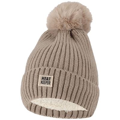 Bommelmütze HEATKEEPER, Damen, beige (beige melange), Obermaterial: 100% Polyester, Mützen, für Herbst- und Wintermode, für Outdoor-Aktivitäten