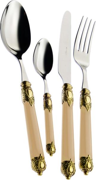 Bugatti Set 75 Bestecke Rinascimento Goldene Zwinge Elfenbein