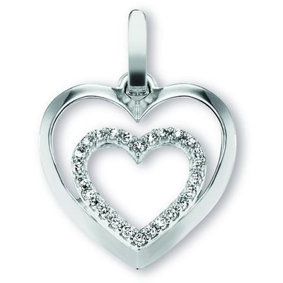Kettenanhänger ONE ELEMENT "Zirkonia Herz Herz Anhänger aus 925 Silber", silber, Schmuckanhänger, Damen, Silber 925 (Sterlingsilber), Kettenanhänger, Liebevoll gearbeitet – ein schönes Geschenk für besondere Momente