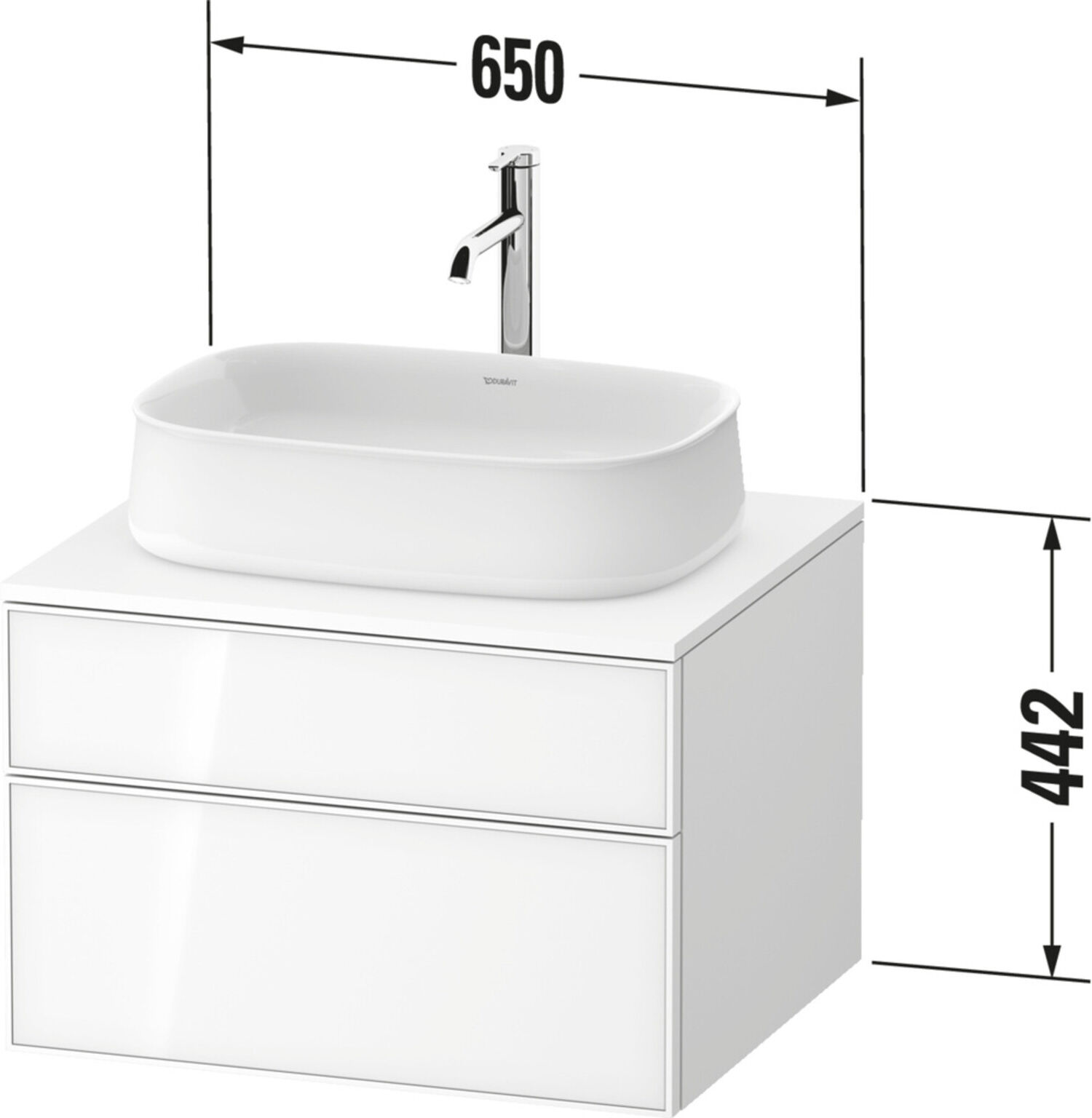 Duravit Waschtischunterschrank Zencha 65x55cm, 1 Lad, G w/w m, k Einr-Sys (ZE4820064840000)