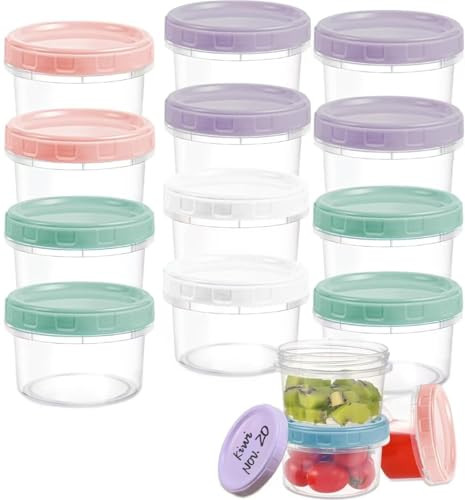 KAHEIGN 20 stuks kleine voedselcontainers met deksel, 200 ml, roze