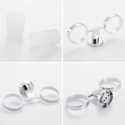 Combo Retail Shop Double Tumbler Cup Holder, Tooth Brushing Cup Bathroom Supplies, Toothbrush Holder Wall Mount, Strong Anti Fall Bath double Cup Holder