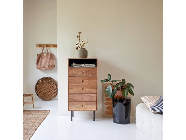 Hochkommode aus Akazie - Natur - Acacia