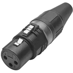 HICON XLR, 3-pol , Metall-, Löttechnik-Kabelbuchse, versilberte(r) Kontakt(e), gerade, schwarz