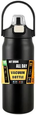 Friendly Fresh Finds Outdoor Stainless Steel Thermos Tumbler With Straw Vacuum Insulated Hot & Cold Sports Water Bottle black 1500ml