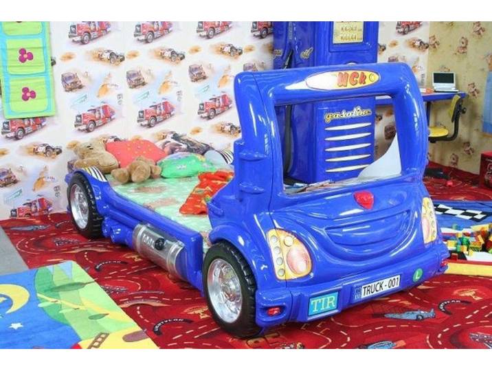 JVmoebel Autobett Blaues Holzbett im Truck-Design aus robustem Kunststoff
