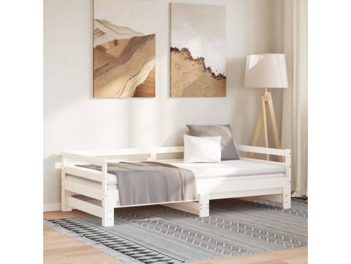 RJPLMFV Ausziehbett, Weiß, 80 x 200 cm, ohne Matratze Kiefer massiv, Lattenrost inklusive, Schlafsofa 2 in 1 Schlafsofa Schlafsofa Schlafsofa Wohnzimmer