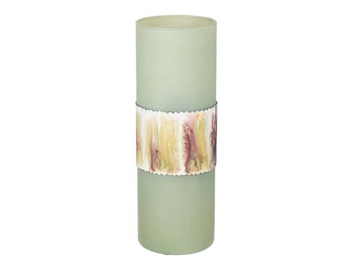 GILDE Grand Vase cylindrique décoratif en Verre - Vase à Fleurs - Vase de Table - Vase décoratif pour Le Salon - Couleur : Vert Mat - Hauteur : 35\,5 cm