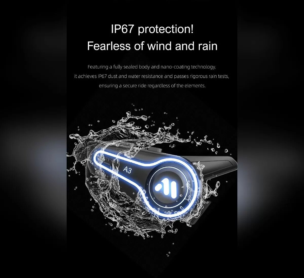 INF Bluetooth-Headset für Helme – Weiches Mikrofon, Bluetooth 5.4, IP67 wasserdicht, 1000 mAh Akku, RGB-Beleuchtung
