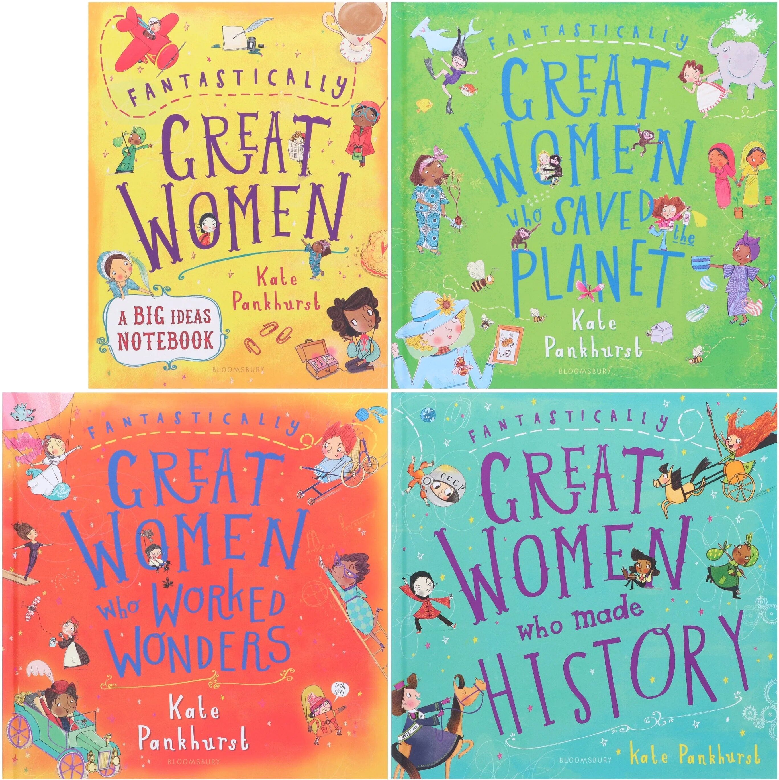 Bloomsbury Publishing Fantastically Great Women 4 Books Collection Boxed Set (Who Saved the Planet, Who Worked Wonders, Who Made History, A Big Ideas Notebook)